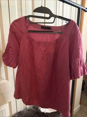 The Limited Rose-Pink Scoop Neck Puff Sleeve Blouse